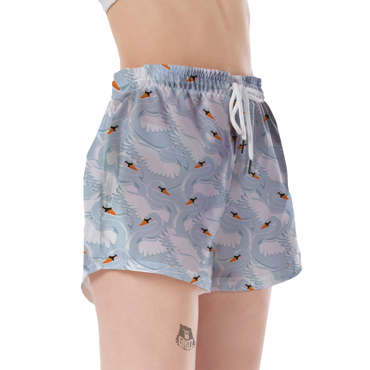Swan Print Pattern Women's Shorts-grizzshop