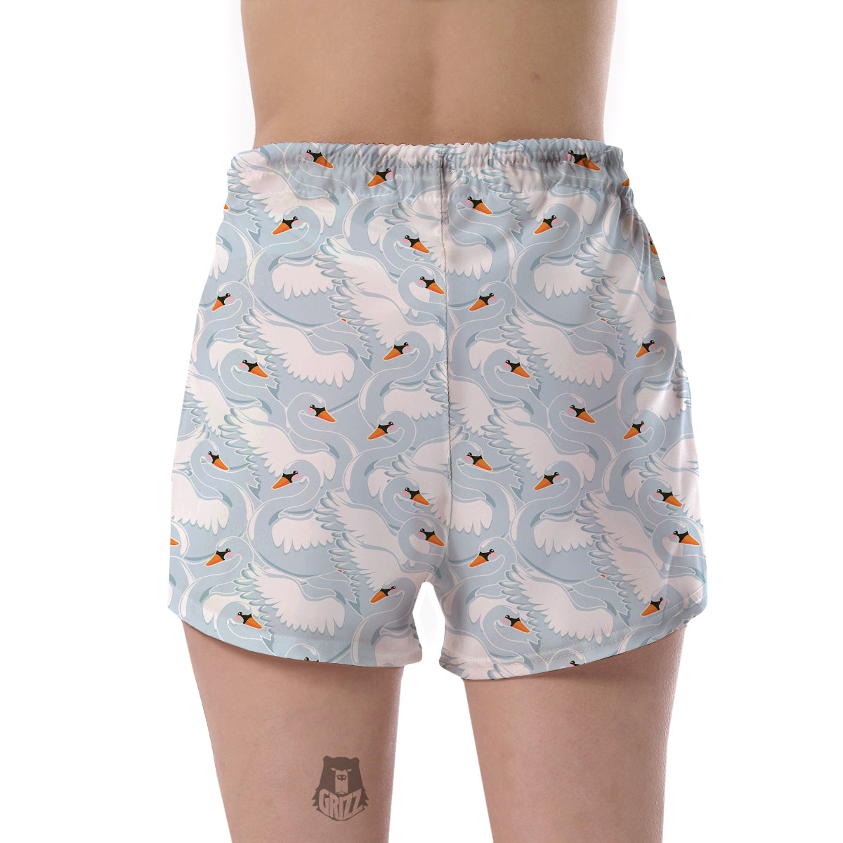 Swan Print Pattern Women's Shorts-grizzshop