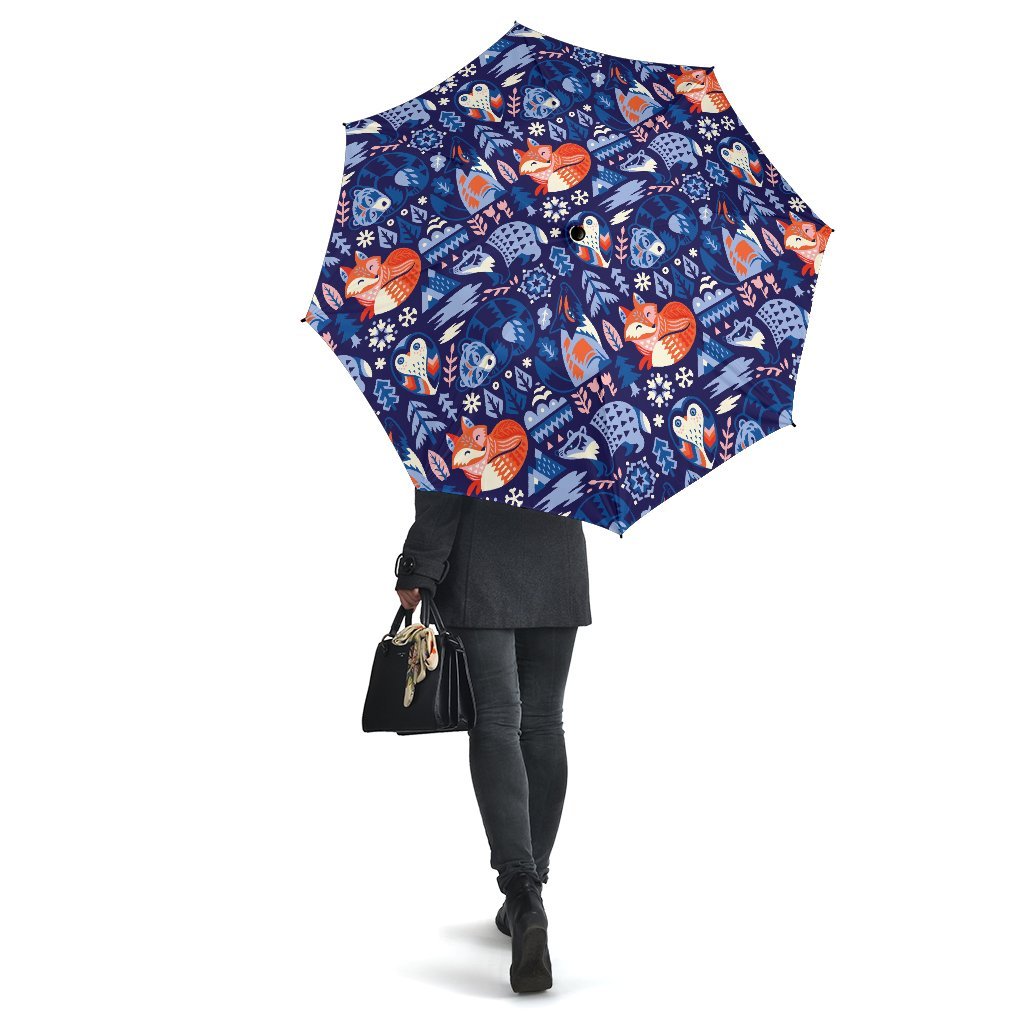 Swedish Animal Pattern Print Automatic Foldable Umbrella-grizzshop