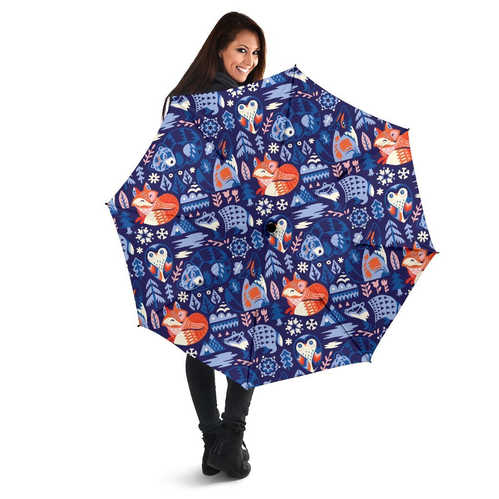 Swedish Animal Pattern Print Automatic Foldable Umbrella-grizzshop