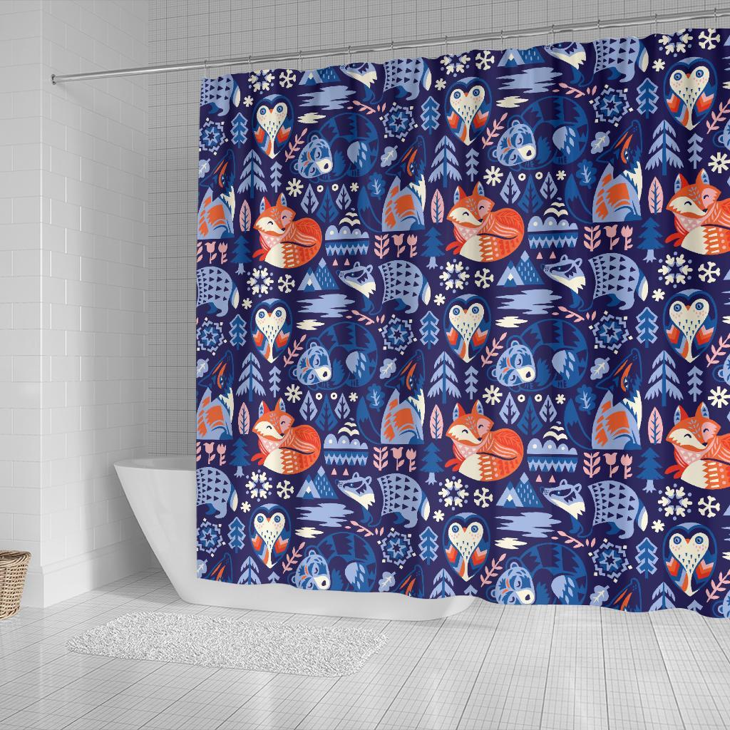 Swedish Animal Pattern Print Bathroom Shower Curtain-grizzshop