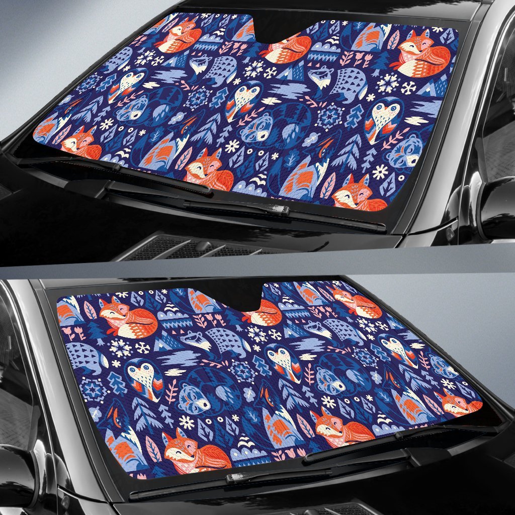 Swedish Animal Pattern Print Car Sun Shade-grizzshop