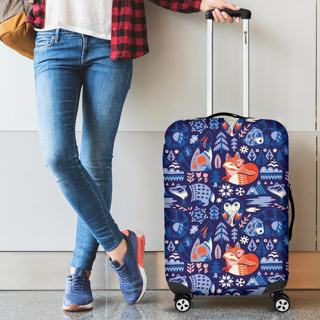 Swedish Animal Pattern Print Luggage Cover Protector-grizzshop