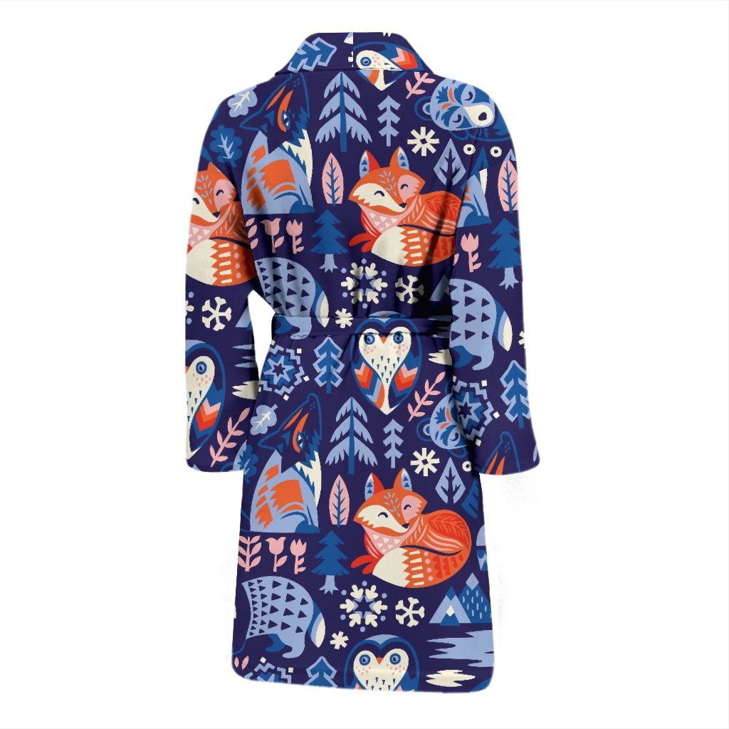 Swedish Animal Pattern Print Men Long Robe-grizzshop