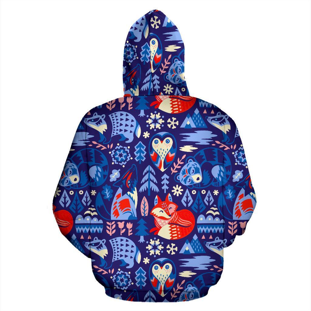 Swedish Animal Pattern Print Men Women Pullover Hoodie-grizzshop