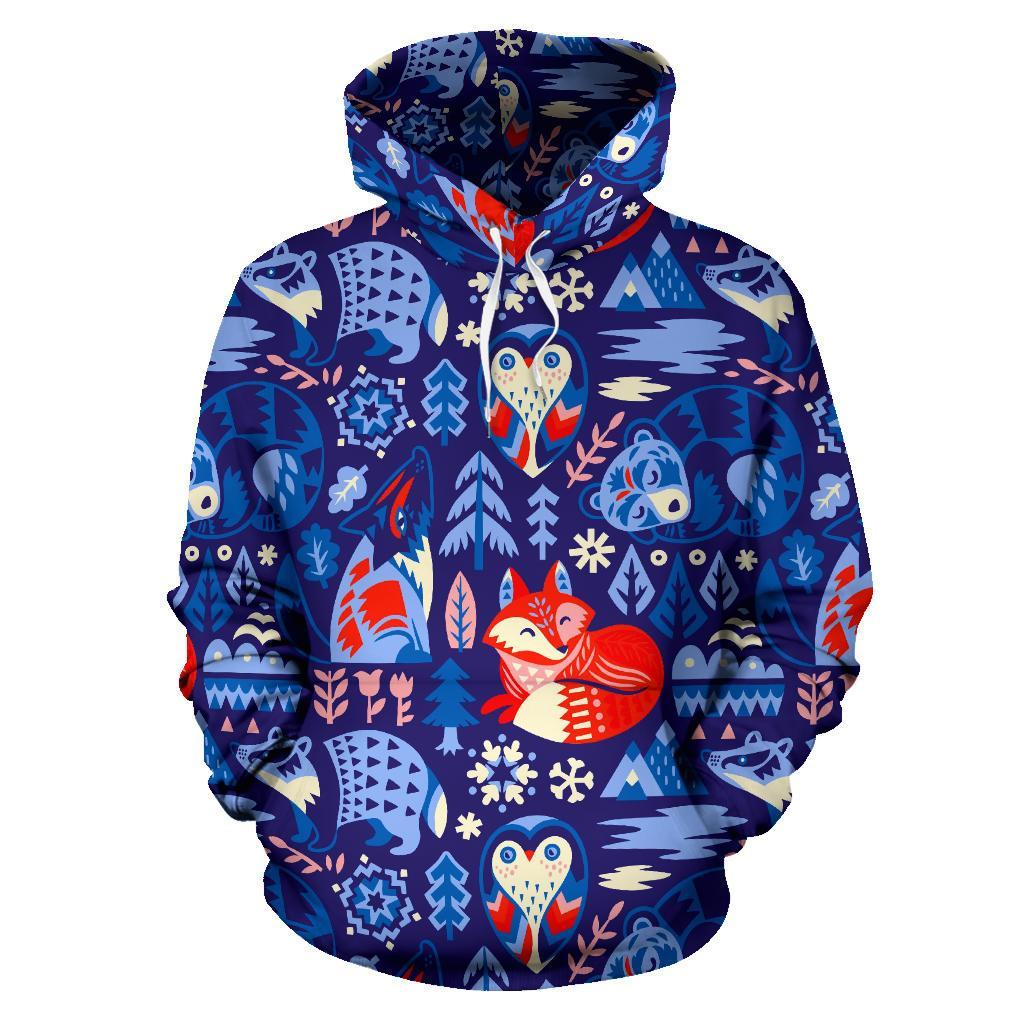 Swedish Animal Pattern Print Men Women Pullover Hoodie-grizzshop