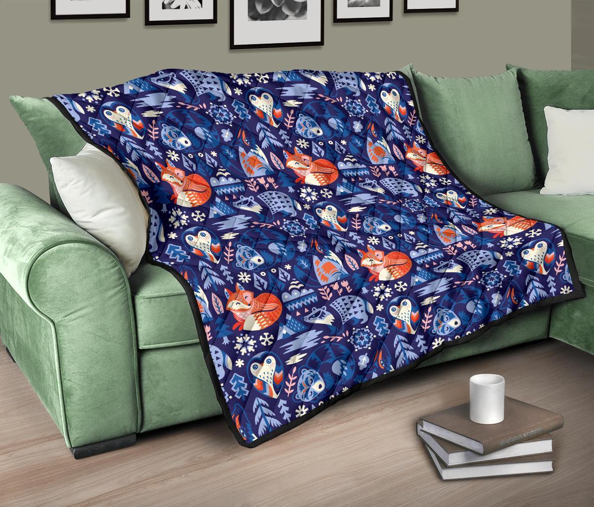 Swedish Animal Pattern Print Quilt-grizzshop