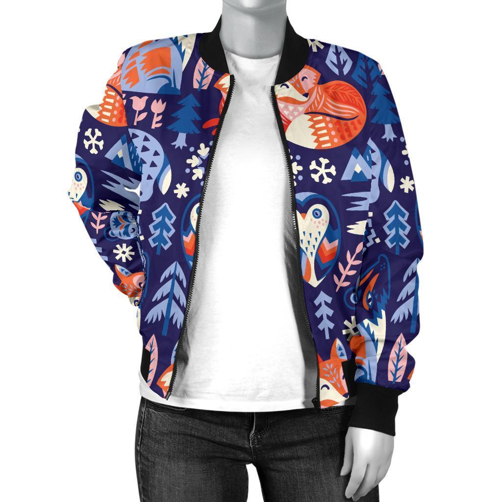 Swedish Animal Pattern Print Women Casual Bomber Jacket-grizzshop