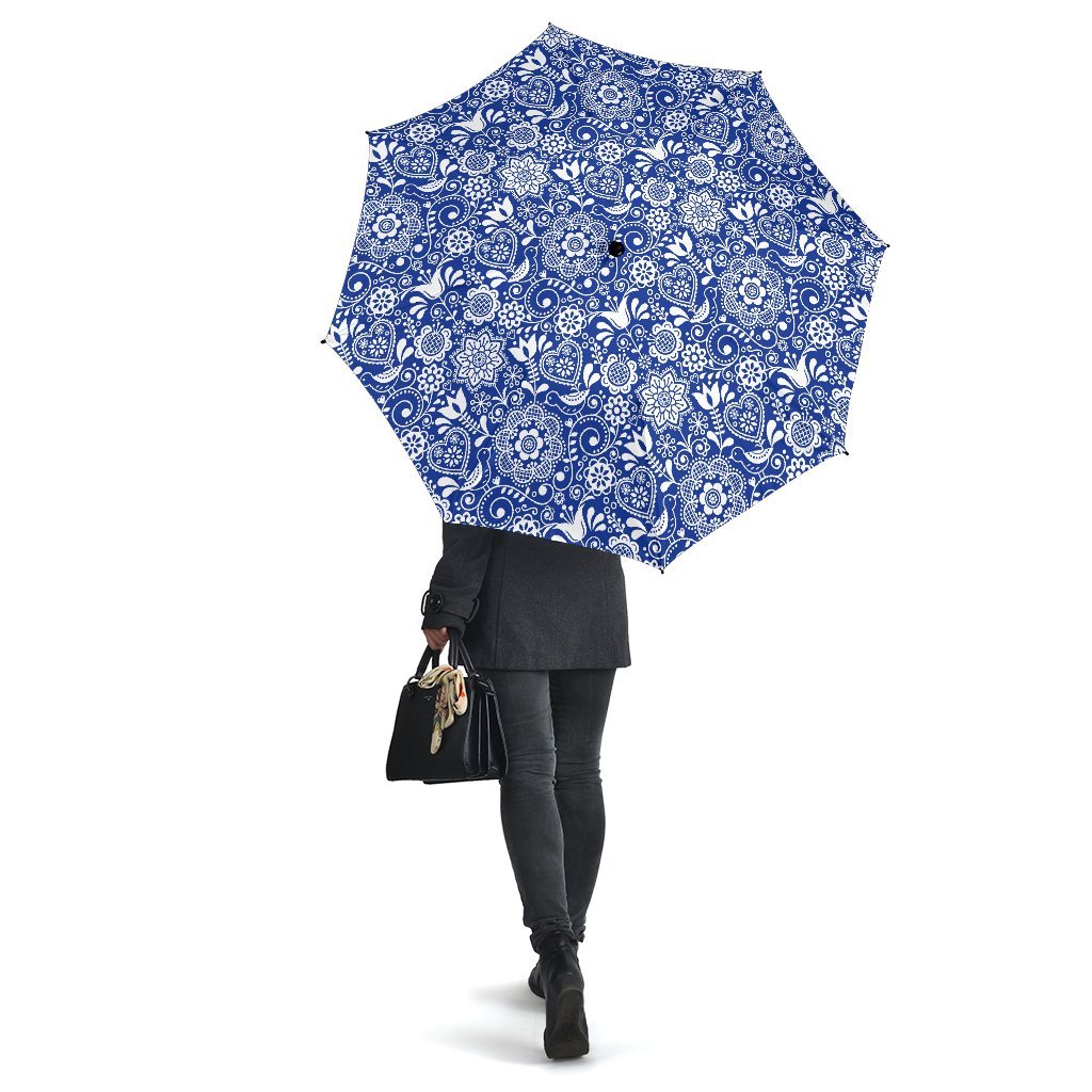 Swedish Floral Pattern Print Automatic Foldable Umbrella-grizzshop