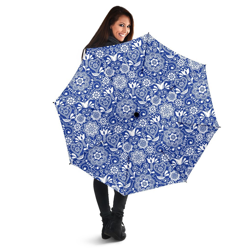 Swedish Floral Pattern Print Automatic Foldable Umbrella-grizzshop
