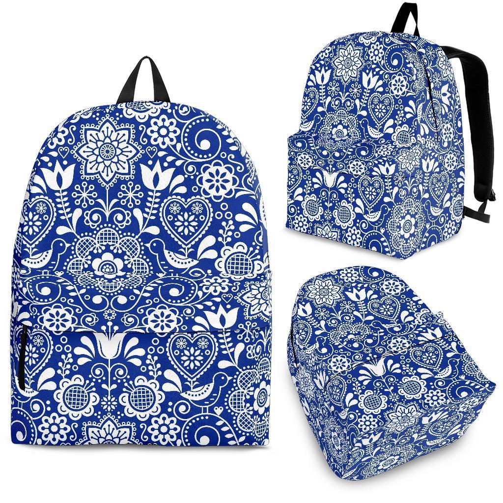 Swedish Floral Pattern Print Backpack-grizzshop