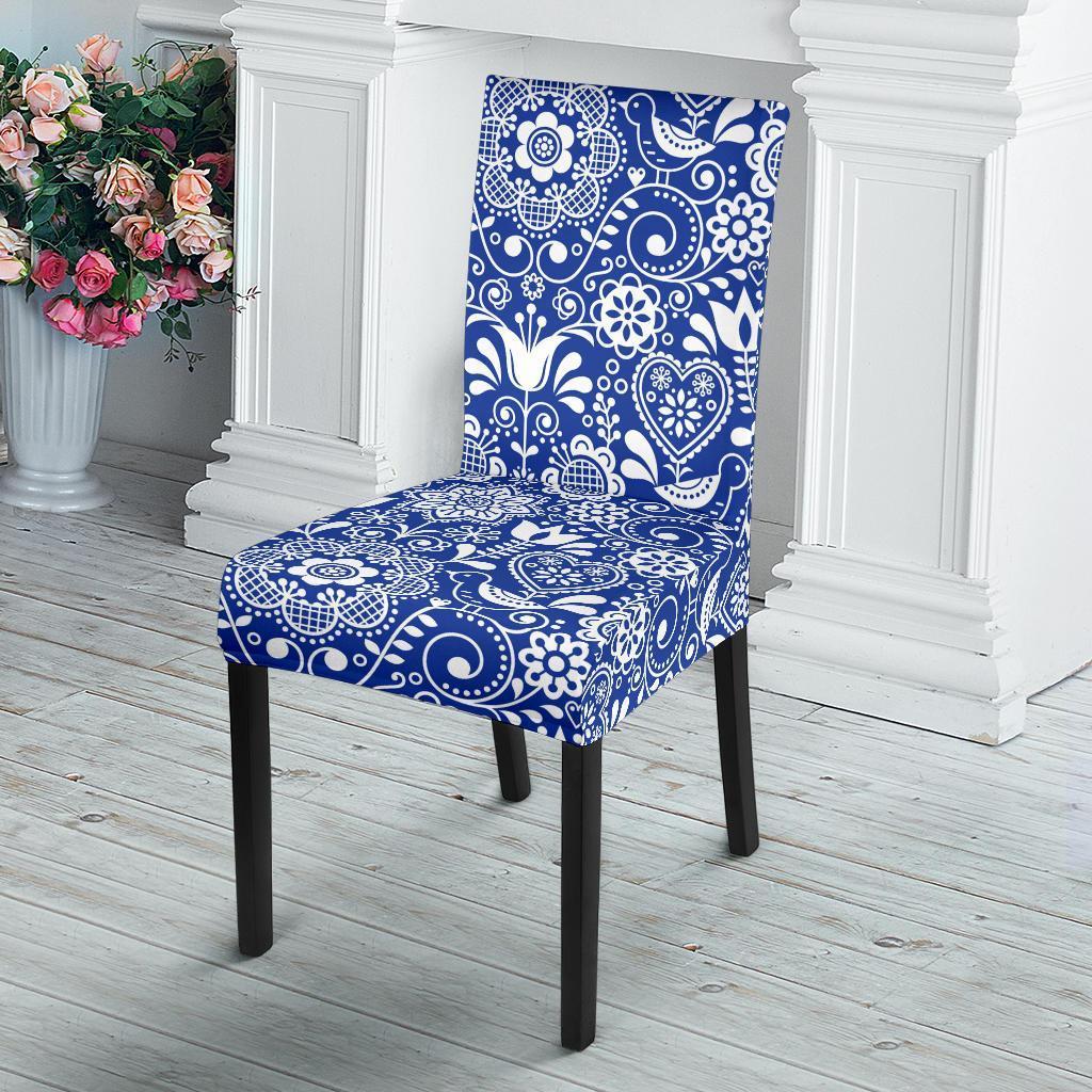 Swedish Floral Pattern Print Chair Cover-grizzshop