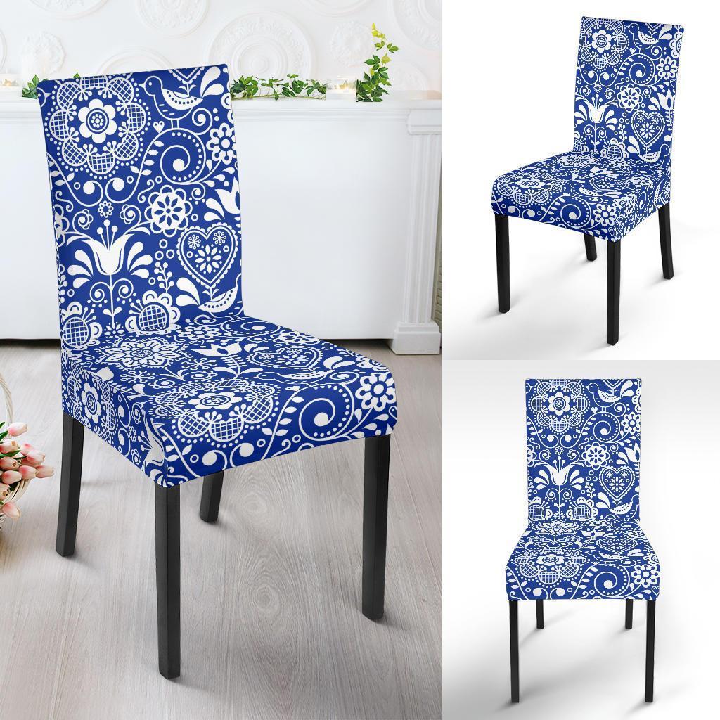 Swedish Floral Pattern Print Chair Cover-grizzshop