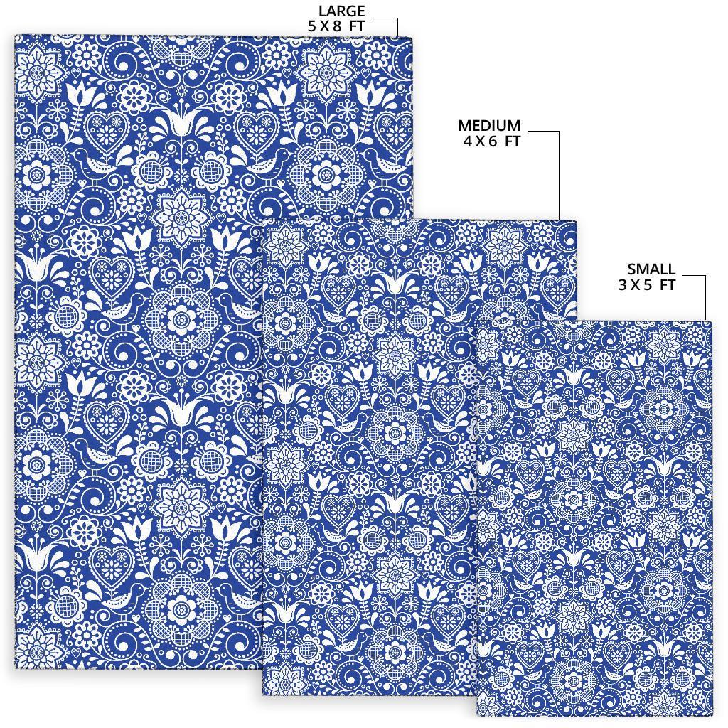 Swedish Floral Pattern Print Floor Mat-grizzshop