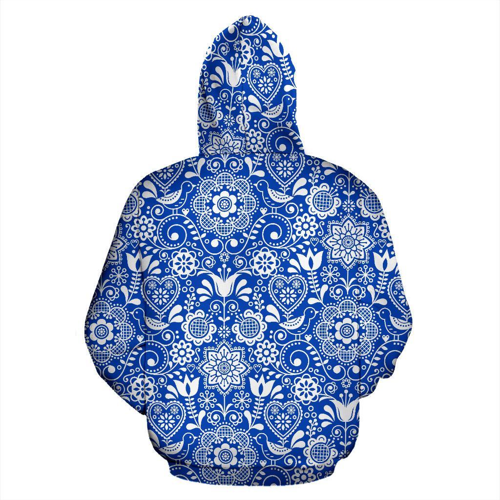 Swedish Floral Pattern Print Men Women Pullover Hoodie-grizzshop