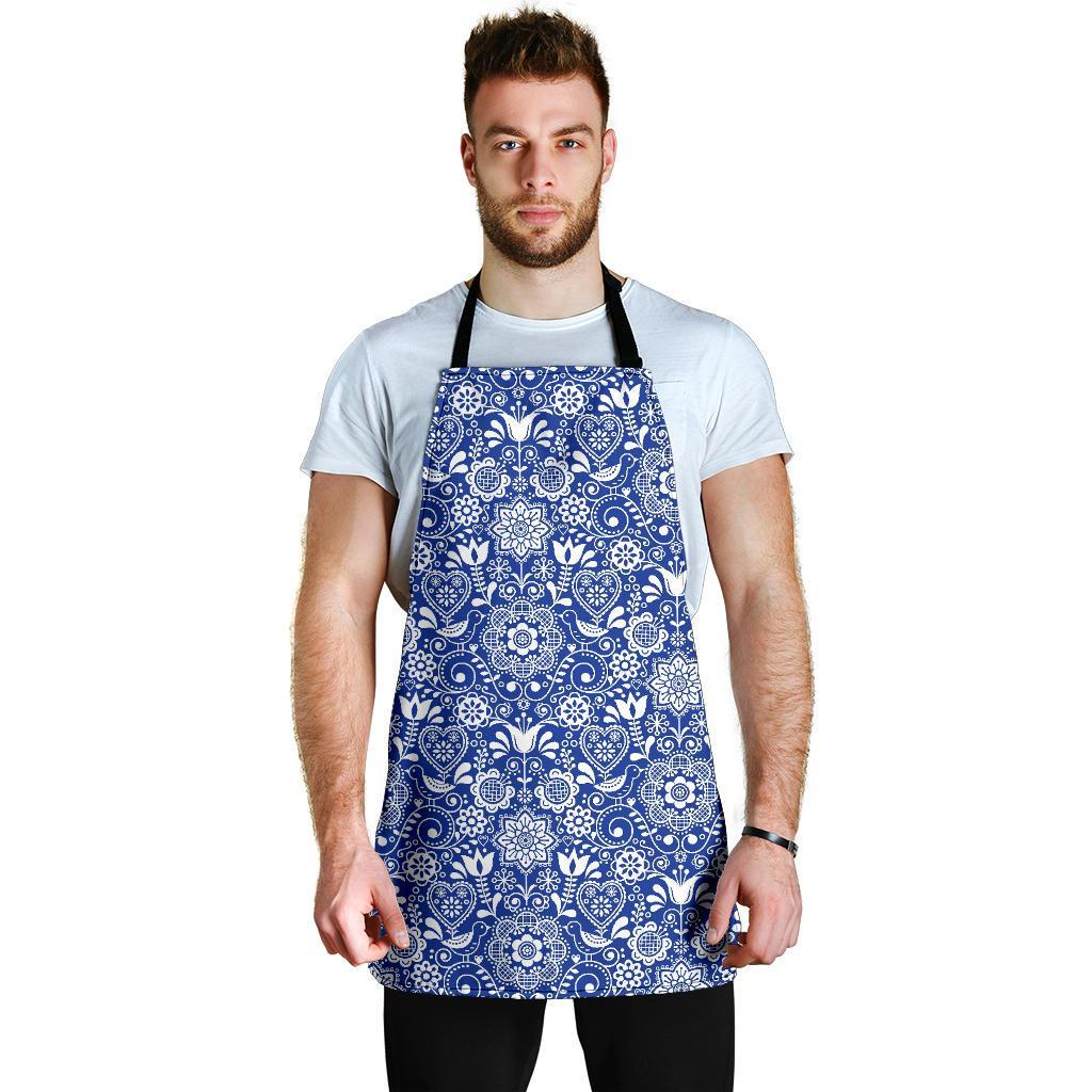 Swedish Floral Pattern Print Men's Apron-grizzshop