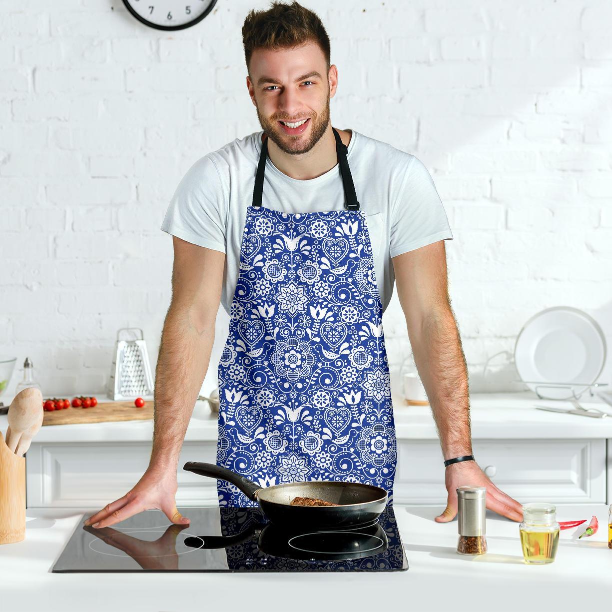 Swedish Floral Pattern Print Men's Apron-grizzshop