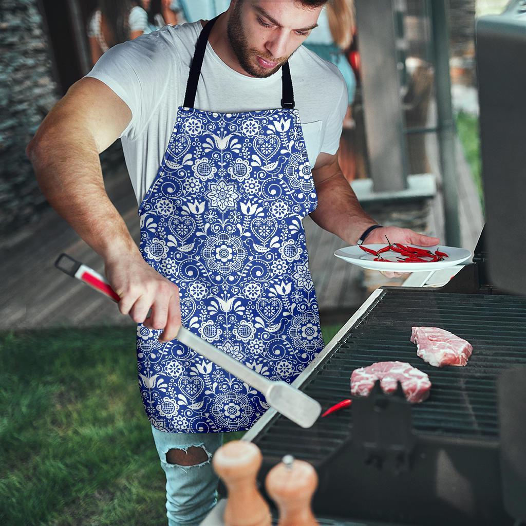 Swedish Floral Pattern Print Men's Apron-grizzshop