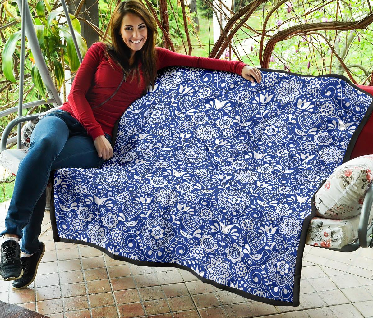 Swedish Floral Pattern Print Quilt-grizzshop