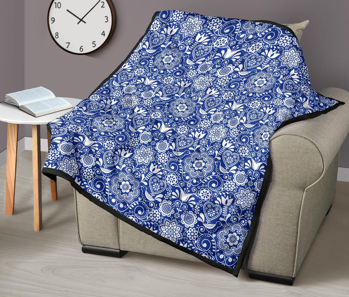 Swedish Floral Pattern Print Quilt-grizzshop