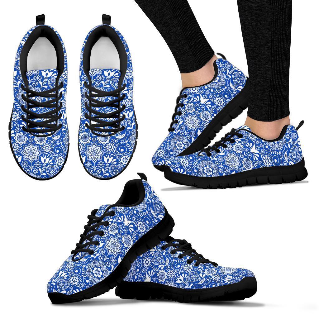 Swedish Floral Pattern Print Sneaker Shoes For Men Women-grizzshop