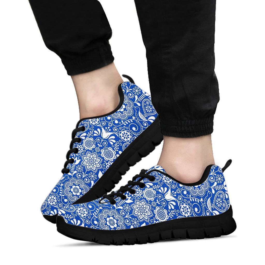 Swedish Floral Pattern Print Sneaker Shoes For Men Women-grizzshop