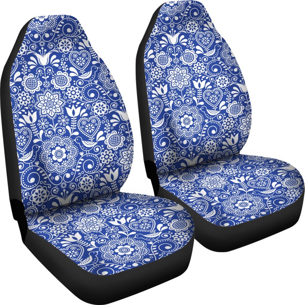 Swedish Floral Pattern Print Universal Fit Car Seat Covers-grizzshop