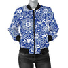 Swedish Floral Pattern Print Women Casual Bomber Jacket-grizzshop