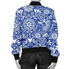 Swedish Floral Pattern Print Women Casual Bomber Jacket-grizzshop