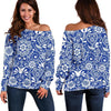 Swedish Floral Pattern Print Women Off Shoulder Sweatshirt-grizzshop