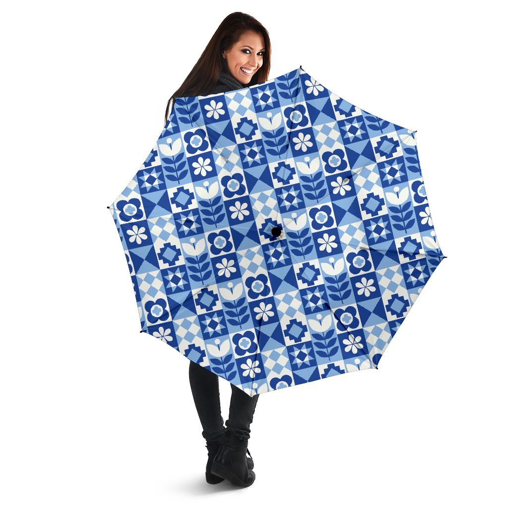 Swedish Pattern Print Automatic Foldable Umbrella-grizzshop