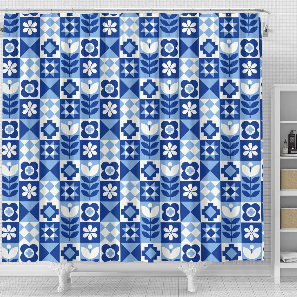 Swedish Pattern Print Bathroom Shower Curtain-grizzshop