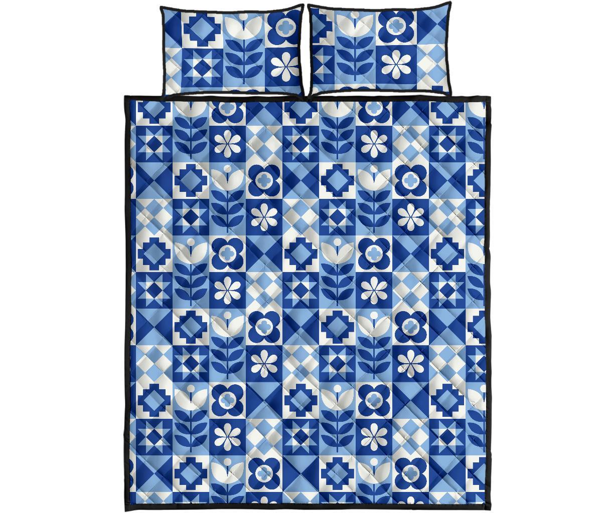 Swedish Pattern Print Bed Set Quilt-grizzshop