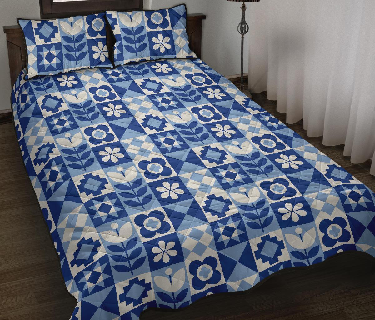 Swedish Pattern Print Bed Set Quilt-grizzshop