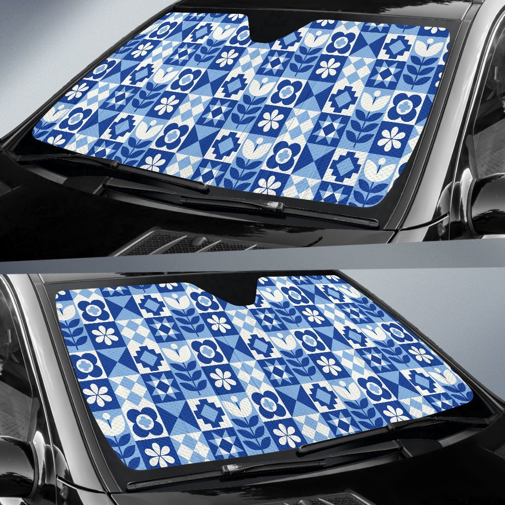 Swedish Pattern Print Car Sun Shade-grizzshop