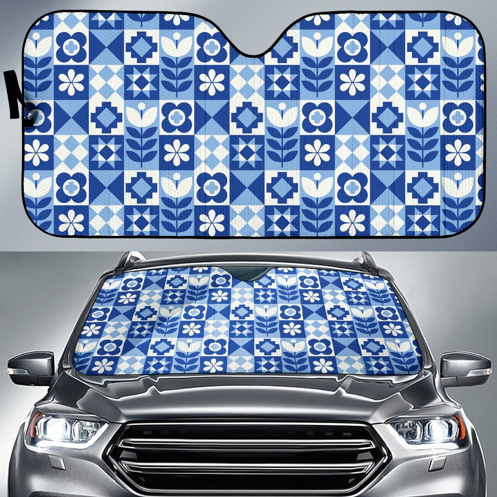 Swedish Pattern Print Car Sun Shade-grizzshop