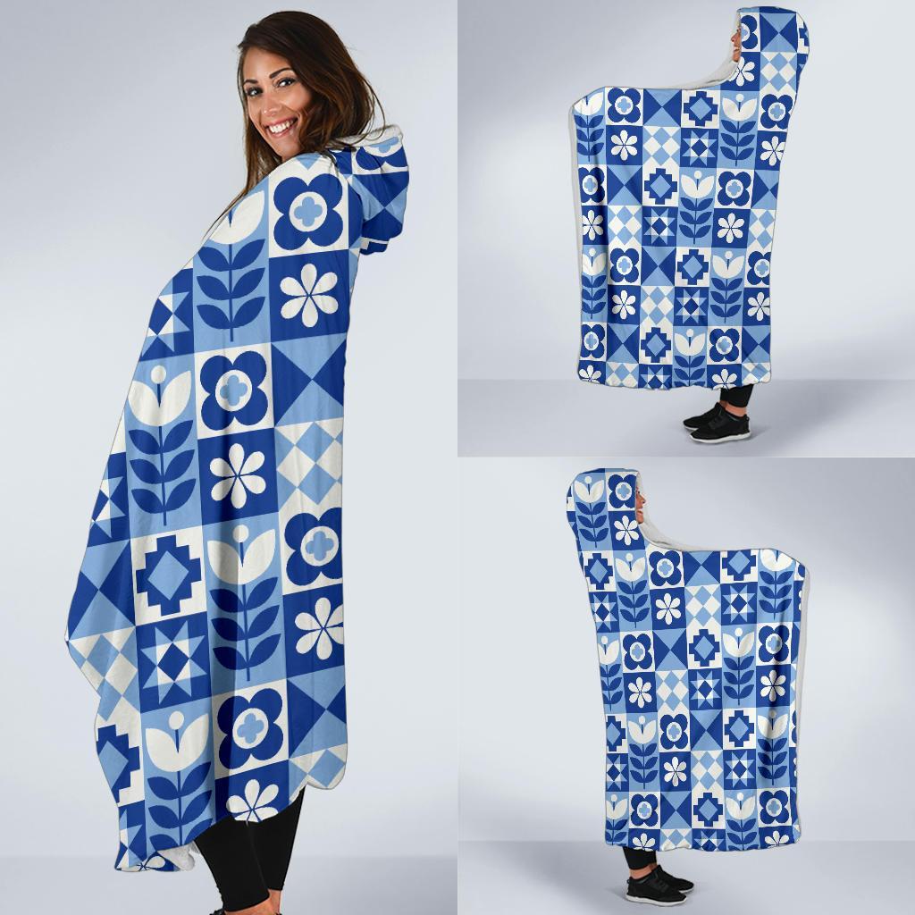 Swedish Pattern Print Hooded Blanket-grizzshop