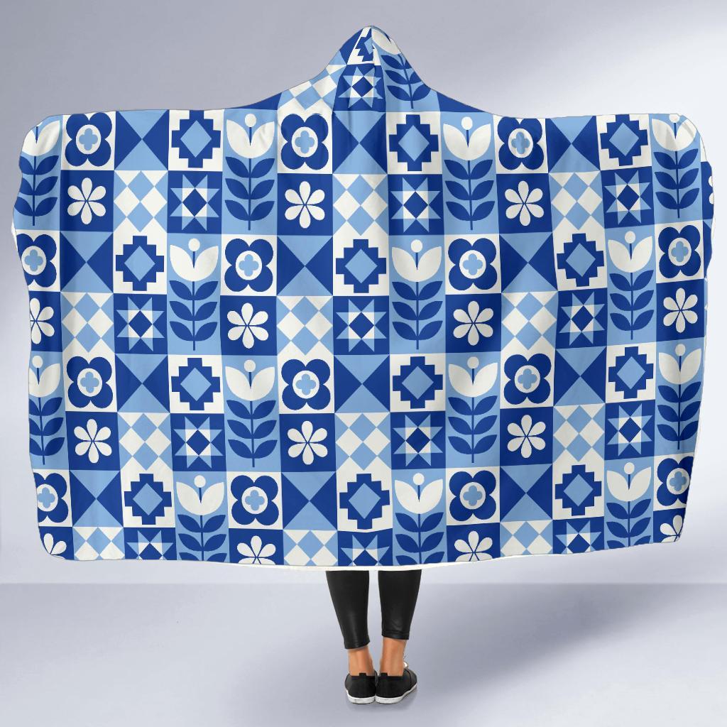 Swedish Pattern Print Hooded Blanket-grizzshop