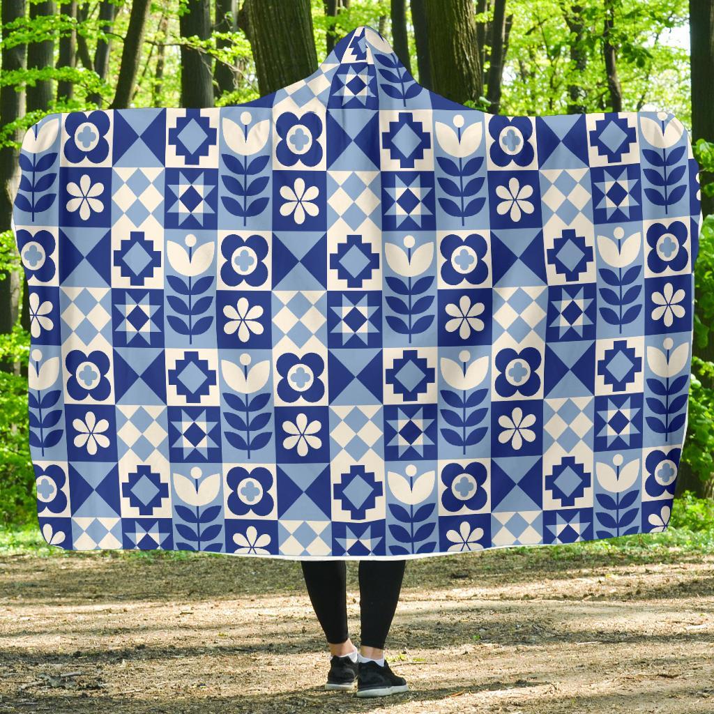 Swedish Pattern Print Hooded Blanket-grizzshop