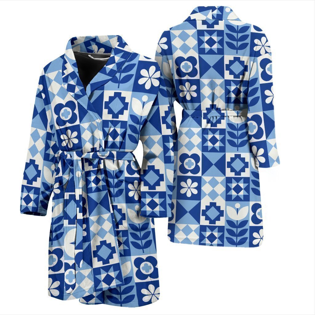 Swedish Pattern Print Men Long Robe-grizzshop