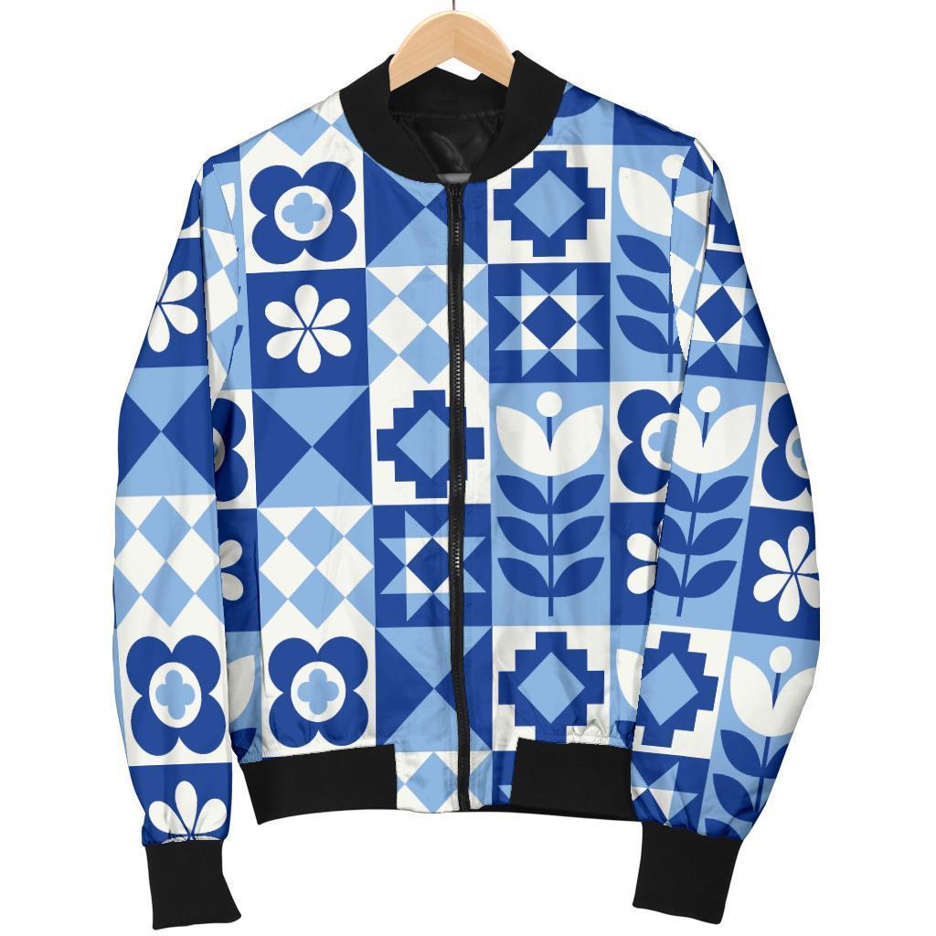 Swedish Pattern Print Women Casual Bomber Jacket-grizzshop