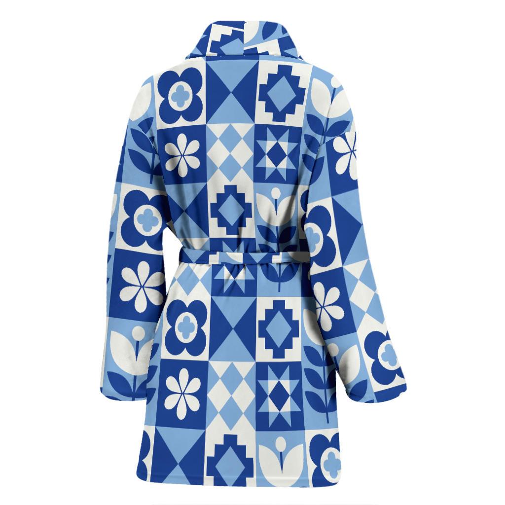 Swedish Pattern Print Women Long Robe-grizzshop