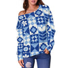 Swedish Pattern Print Women Off Shoulder Sweatshirt-grizzshop