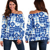 Swedish Pattern Print Women Off Shoulder Sweatshirt-grizzshop