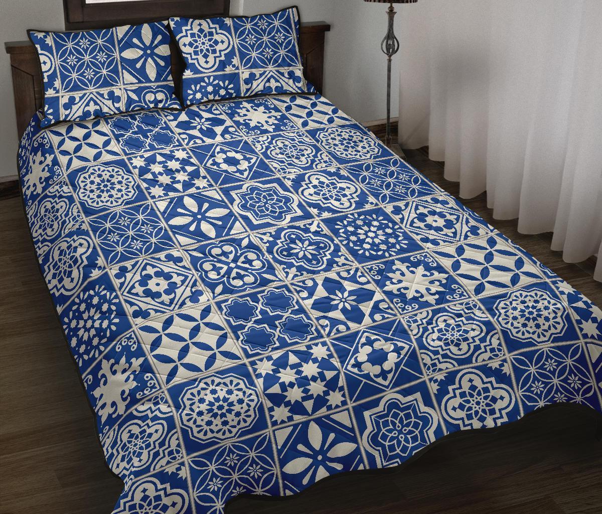 Swedish Print Pattern Bed Set Quilt-grizzshop