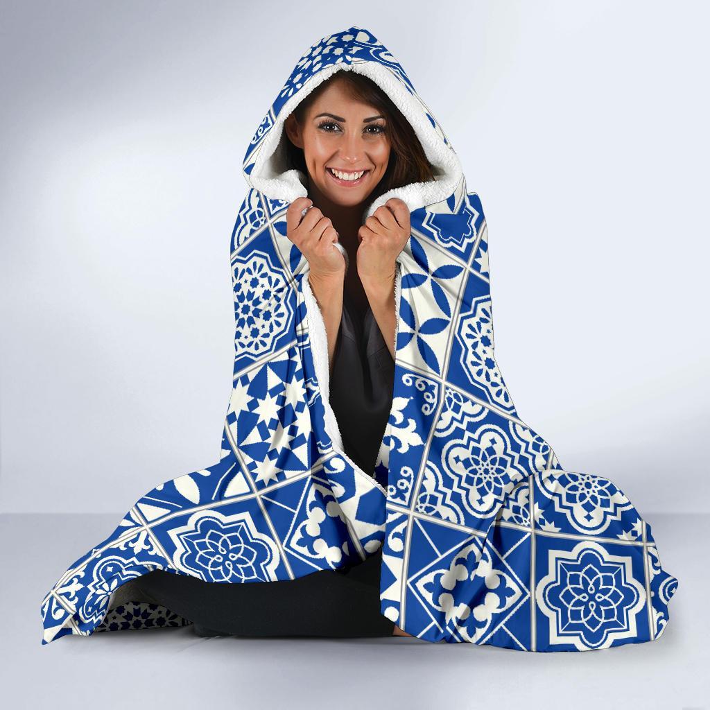 Swedish Print Pattern Hooded Blanket-grizzshop