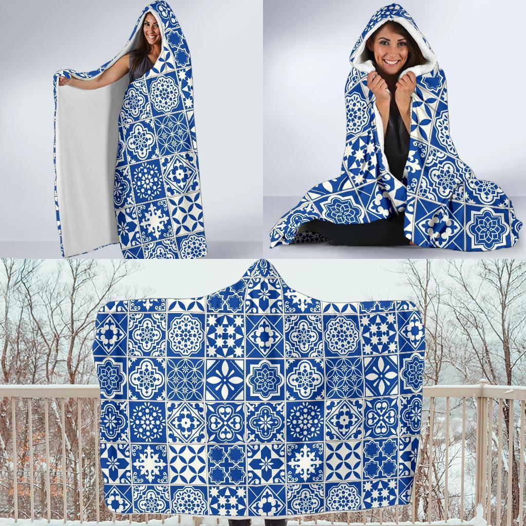 Swedish Print Pattern Hooded Blanket-grizzshop