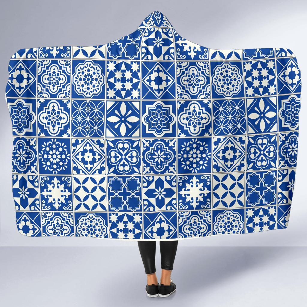 Swedish Print Pattern Hooded Blanket-grizzshop