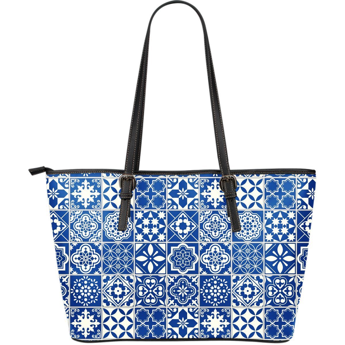Swedish Print Pattern Leather Tote Bag-grizzshop
