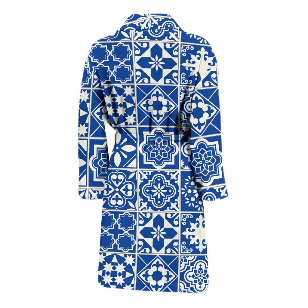Swedish Print Pattern Men Long Robe-grizzshop